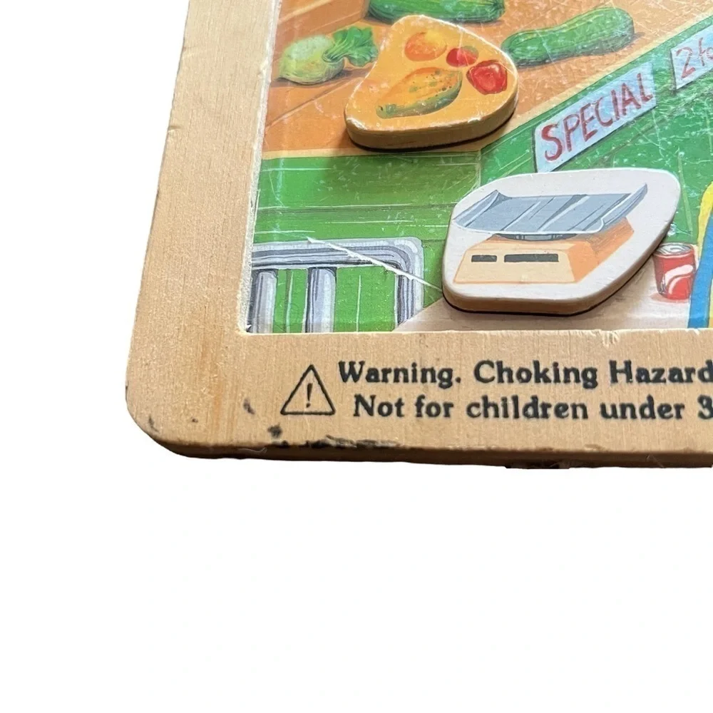 MELISSA & DOUG Magnetic Activity Board Grocery Store Wood Quiet Play *Incomplete